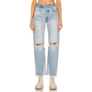 Moussy 'Odessa' Blue Cotton Wide Straight Leg Denim Jean Size 26